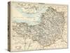 Map of Somerset, England, 1870s-null-Stretched Canvas