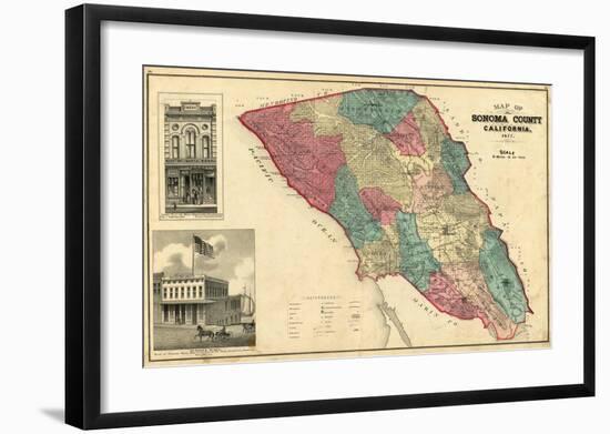 Map of Sonoma County California, c.1877-Thos^ H^ Thompson-Framed Art Print