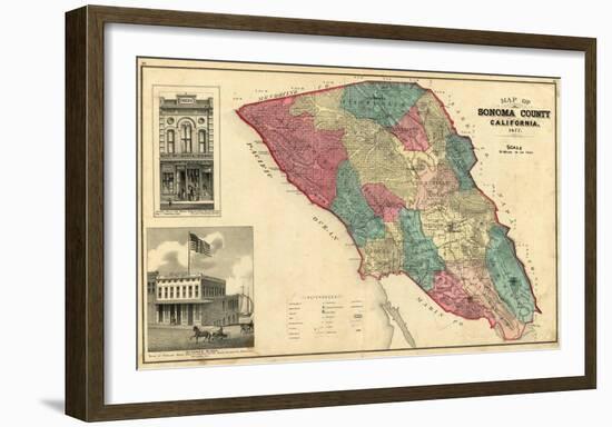 Map of Sonoma County California, c.1877-Thos^ H^ Thompson-Framed Art Print