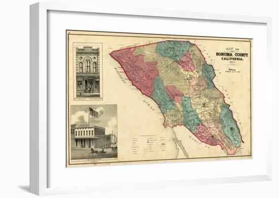 Map of Sonoma County California, c.1877-Thos^ H^ Thompson-Framed Art Print
