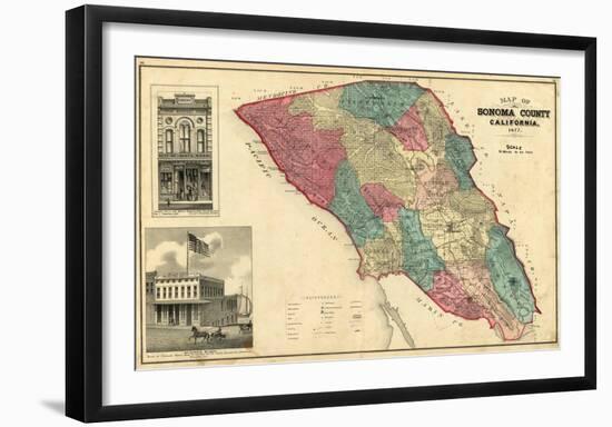 Map of Sonoma County California, c.1877-Thos^ H^ Thompson-Framed Art Print