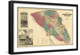 Map of Sonoma County California, c.1877-Thos^ H^ Thompson-Framed Art Print