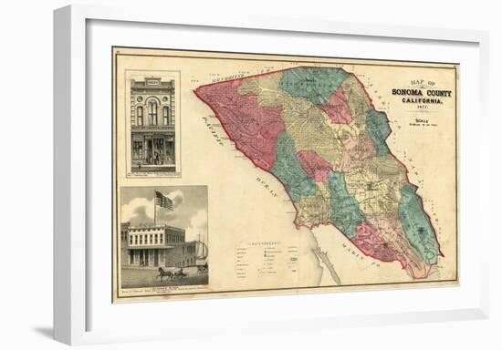 Map of Sonoma County California, c.1877-Thos^ H^ Thompson-Framed Art Print