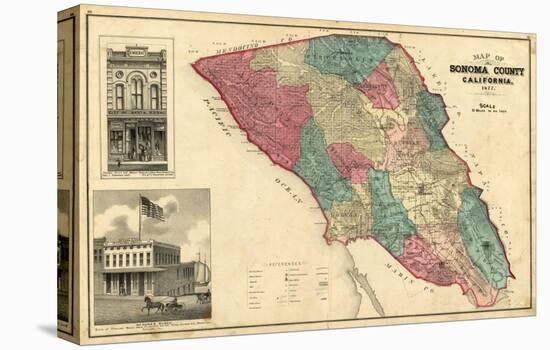 Map of Sonoma County California, c.1877-Thos^ H^ Thompson-Stretched Canvas