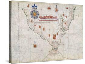 Map of South America and Strait of Magellan from Luis Lazaro's World Atlas, 1563-null-Stretched Canvas