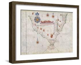 Map of South America and Strait of Magellan from Luis Lazaro's World Atlas, 1563-null-Framed Giclee Print