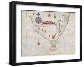 Map of South America and Strait of Magellan from Luis Lazaro's World Atlas, 1563-null-Framed Giclee Print