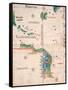 Map of South America and the Coastline of Brazil with parrots, 1502, Estense Library,Modena, Italy-null-Framed Stretched Canvas