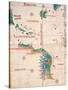 Map of South America and the Coastline of Brazil with parrots, 1502, Estense Library,Modena, Italy-null-Stretched Canvas
