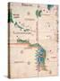 Map of South America and the Coastline of Brazil with parrots, 1502, Estense Library,Modena, Italy-null-Stretched Canvas