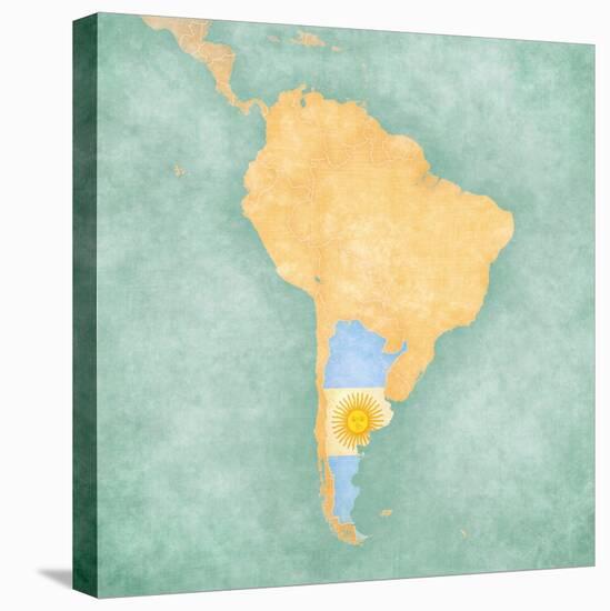 Map Of South America - Argentina (Vintage Series)-Tindo-Stretched Canvas