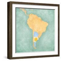 Map Of South America - Argentina (Vintage Series)-Tindo-Framed Art Print