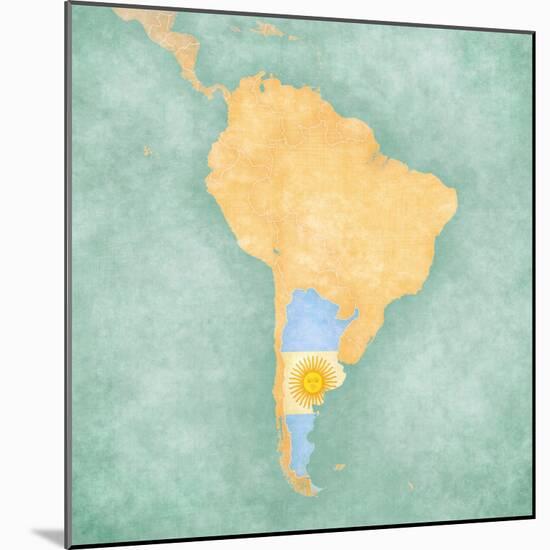 Map Of South America - Argentina (Vintage Series)-Tindo-Mounted Art Print