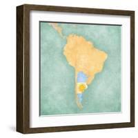 Map Of South America - Argentina (Vintage Series)-Tindo-Framed Art Print