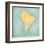 Map Of South America - Argentina (Vintage Series)-Tindo-Framed Art Print