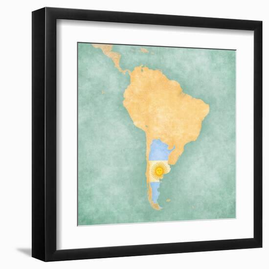 Map Of South America - Argentina (Vintage Series)-Tindo-Framed Art Print