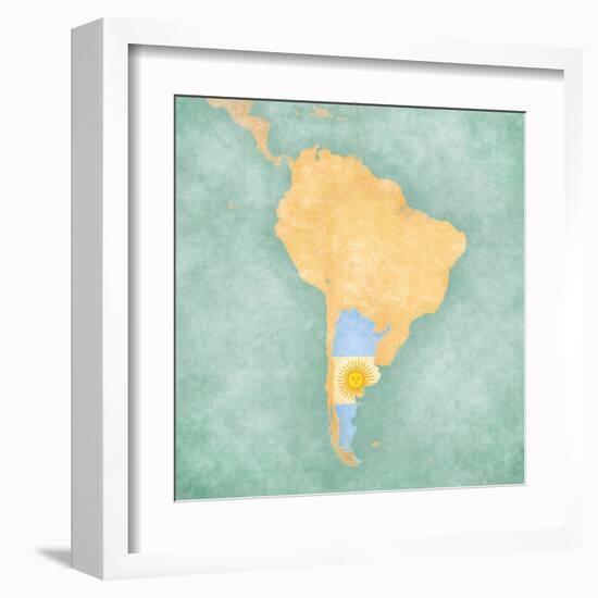 Map Of South America - Argentina (Vintage Series)-Tindo-Framed Art Print