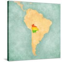 Map Of South America - Bolivia (Vintage Series)-Tindo-Stretched Canvas