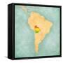 Map Of South America - Bolivia (Vintage Series)-Tindo-Framed Stretched Canvas