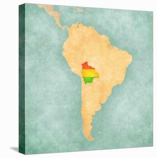 Map Of South America - Bolivia (Vintage Series)-Tindo-Stretched Canvas