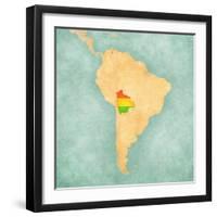 Map Of South America - Bolivia (Vintage Series)-Tindo-Framed Art Print