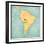 Map Of South America - Bolivia (Vintage Series)-Tindo-Framed Art Print