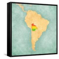 Map Of South America - Bolivia (Vintage Series)-Tindo-Framed Stretched Canvas