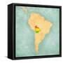 Map Of South America - Bolivia (Vintage Series)-Tindo-Framed Stretched Canvas
