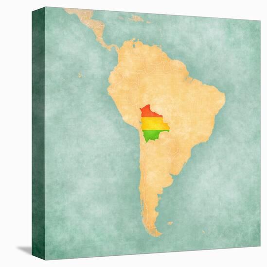 Map Of South America - Bolivia (Vintage Series)-Tindo-Stretched Canvas