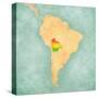 Map Of South America - Bolivia (Vintage Series)-Tindo-Stretched Canvas