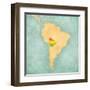 Map Of South America - Bolivia (Vintage Series)-Tindo-Framed Art Print