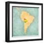 Map Of South America - Bolivia (Vintage Series)-Tindo-Framed Art Print