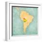 Map Of South America - Bolivia (Vintage Series)-Tindo-Framed Art Print