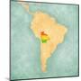 Map Of South America - Bolivia (Vintage Series)-Tindo-Mounted Art Print