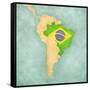 Map Of South America - Brazil (Vintage Series)-Tindo-Framed Stretched Canvas