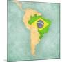 Map Of South America - Brazil (Vintage Series)-Tindo-Mounted Art Print