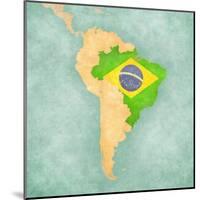 Map Of South America - Brazil (Vintage Series)-Tindo-Mounted Art Print