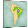 Map Of South America - Brazil (Vintage Series)-Tindo-Mounted Art Print