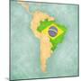 Map Of South America - Brazil (Vintage Series)-Tindo-Mounted Art Print