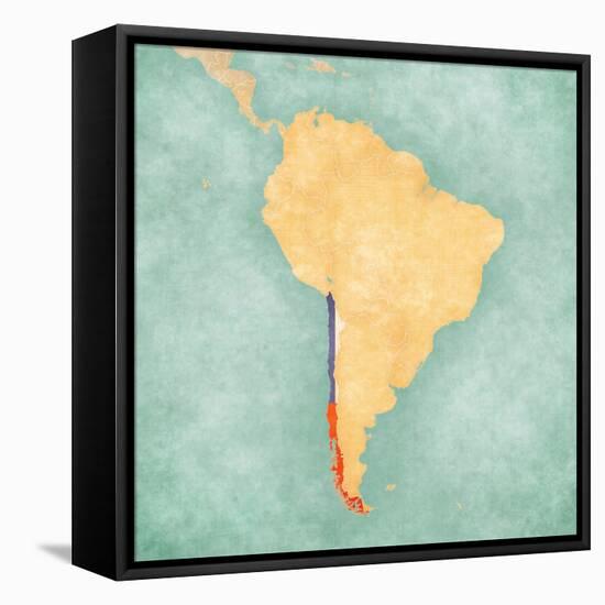 Map Of South America - Chile (Vintage Series)-Tindo-Framed Stretched Canvas