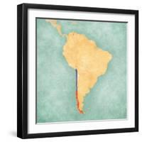 Map Of South America - Chile (Vintage Series)-Tindo-Framed Art Print