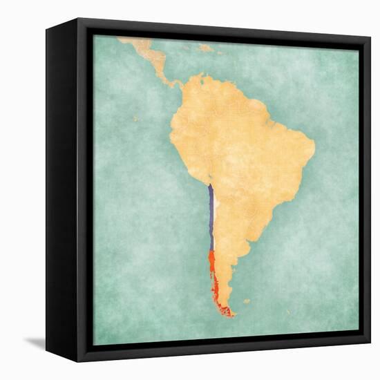 Map Of South America - Chile (Vintage Series)-Tindo-Framed Stretched Canvas