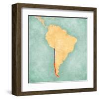 Map Of South America - Chile (Vintage Series)-Tindo-Framed Art Print