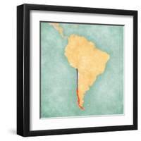 Map Of South America - Chile (Vintage Series)-Tindo-Framed Art Print