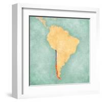 Map Of South America - Chile (Vintage Series)-Tindo-Framed Art Print