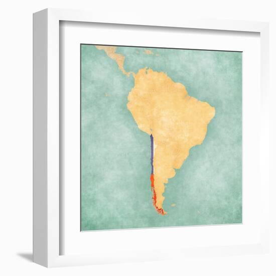 Map Of South America - Chile (Vintage Series)-Tindo-Framed Art Print