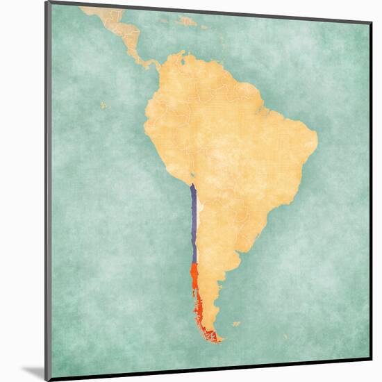 Map Of South America - Chile (Vintage Series)-Tindo-Mounted Art Print