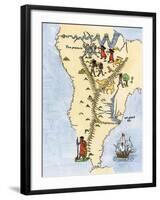 Map of South America, from Sebastian Cabot's Map of the World, c.1544-null-Framed Giclee Print