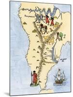 Map of South America, from Sebastian Cabot's Map of the World, c.1544-null-Mounted Giclee Print
