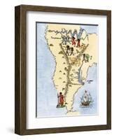 Map of South America, from Sebastian Cabot's Map of the World, c.1544-null-Framed Giclee Print